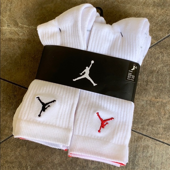 JORDAN CREW 6 pairs socks set white/black/red - Picture 3 of 16